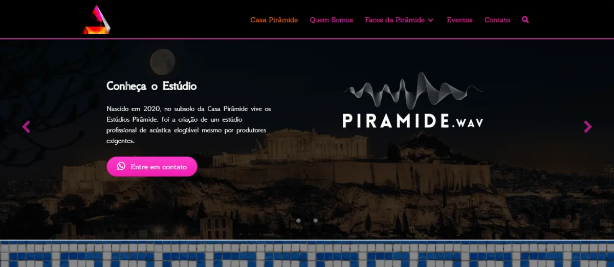 Homepage of the Casa Pirâmide website