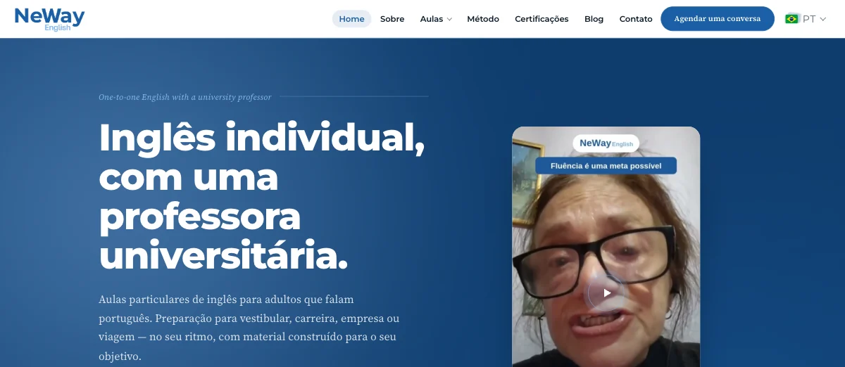 Página inicial do site NeWay English