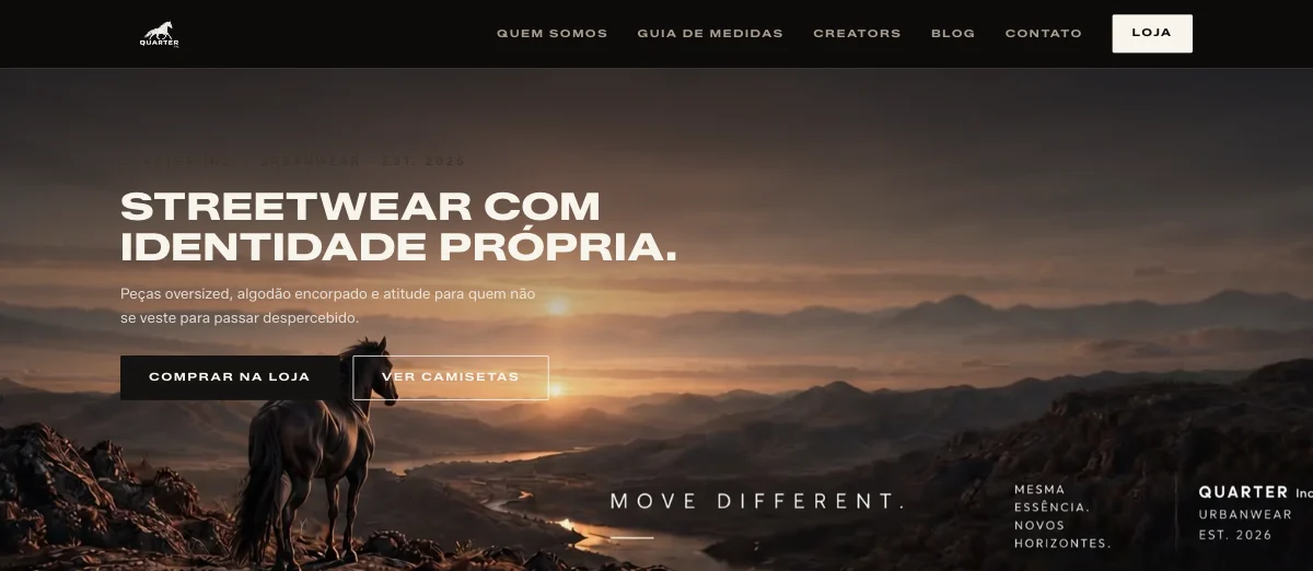 Página inicial do site Quarter Inc.