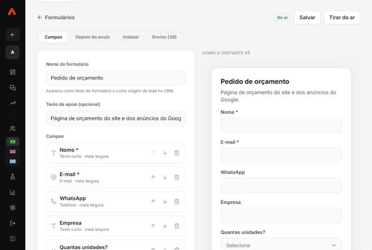 Tela do produto: Formulários